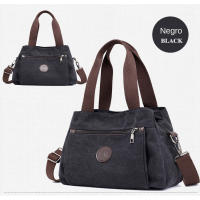 Bolso de lona para mujer, bolso de hombro informal para mujer, bolso de mensajero portátil de Color sólido que combina con todo - details 11