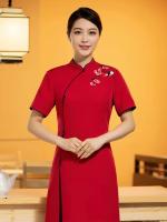 Ropa de trabajo de recepción de bienvenida de Hotel de estilo chino Cheongsam comedor casa de té recepción cajero camarero ropa de verano vestido - details 0