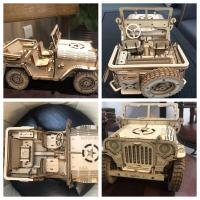 DIY coches todoterreno mecánicos, rompecabezas de madera, juguetes para niños, Jeep clásico, Kits de bloques de construcción, modelos para niños y adultos, regalo militar 3d Ww2 - details 0