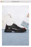 2025 Zapatos de cuero para hombres Estilo casual de negocios Encaje grueso brillante Sellado Parte inferior plana Características Borde cruzado - details 4