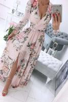Nuevo vestido de falda completa de estilo bohemio de manga larga de gasa con cuello en V estampado largo de verano - details 3