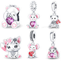 Munchkin-Colgante de Plata de Ley 925 para mujer, pulsera con cuentas de color rosa, serie Sweetheart, novedad de 2024 - details 0