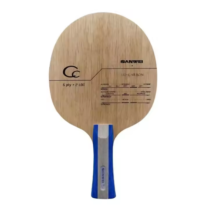 Hoja de tenis de mesa SANWEI-CC, entrenamiento sin caja, raqueta de ping pong, raqueta de murciélago, 5 madera, 2 carbono, OFF ++ - 1