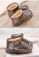 Botas térmicas para niños y niñas, botines de nieve antideslizantes, cálidos y gruesos, de felpa, a cuadros, para otoño e invierno, 2024 - details 3