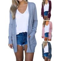 Cárdigan de mujer de 5 tamaños, color puro, informal, suave, combinado con bolsillos - details 3