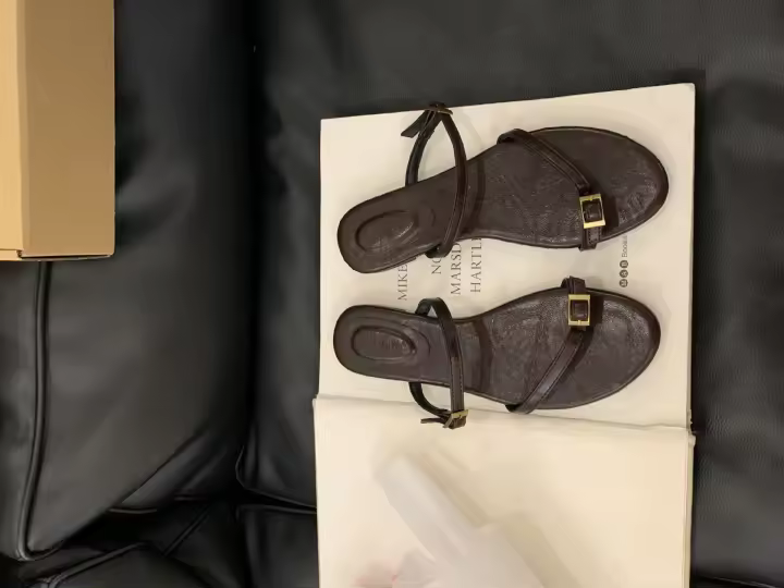 Sandalias Planas de Moda para Mujer Punta de Zapato Cuadrado con Hebilla Cubierta - 1