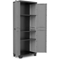 Armario Stilo Alto | Amario Alto de almacenaje | resina | 2 Puertas y 3 baldas Regulables en Altura | Color Gris/Negro | 173 x 68 x 39 cm - details 1