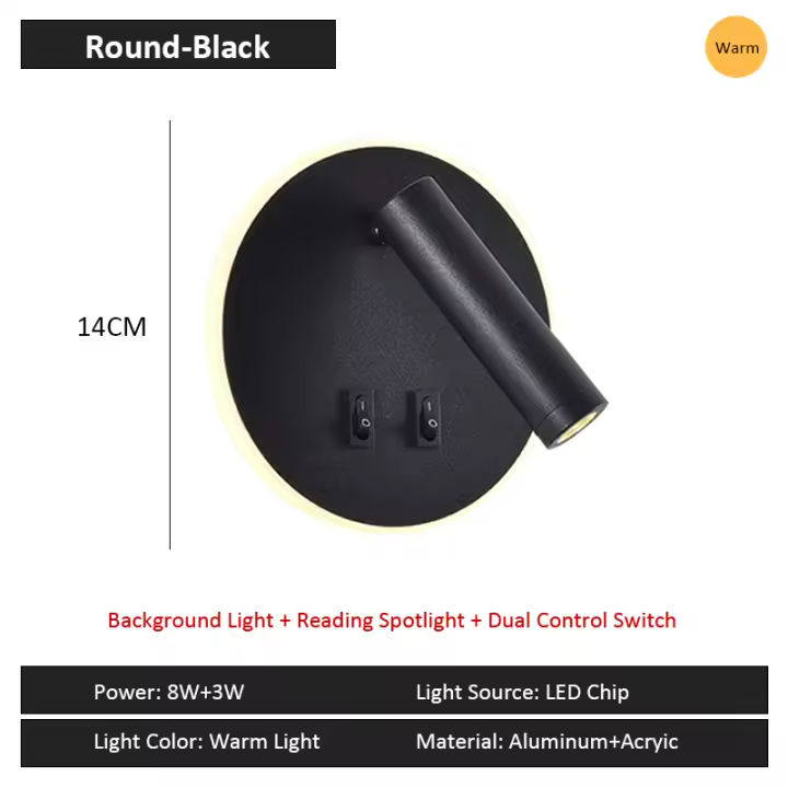 LEFANGXING Lámpara de Pared LED Luz Cálida, Rotación de 350°, Plegable, Luz de Lectura para Dormitorio, Estudio, Hotel - 1