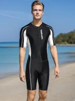 Traje de neopreno de manga corta con cremallera frontal para hombre, con bloques de color, protección solar y secado rápido - details 0