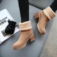 Botas de nieve de gamuza con tacón grueso de tubo medio europeo y americano de otoño e invierno para mujer Botas de algodón para mujer - details 19