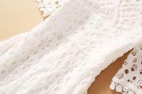 Elegante Vestido Maxi Blanco VGH Cuello en V, Manga Alta, Cintura Recortada, Adelgazante - details 11