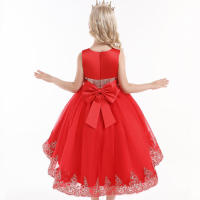 Vestido de niña elegante y moderno para princesa, con cola de malla y flores, ideal para presentaciones de piano. - details 23