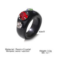 Anillos de resina coloridos de moda 2024 para mujer, anillos acrílicos simples vintage con diamantes de imitación, anillos geométricos de plástico estilo hip hop, joyería. - details 5