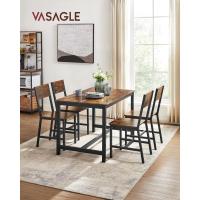Sillas de Comedor, Juego de 4, Marco de Acero, Estilo Industrial, para Comedor, Salón, Cocina, Marrón Rústico y Negro - details 1