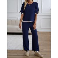 Ropa de mujer de moda 2025 primavera y verano temperamento casual de manga corta conjunto de pantalones de punto - details 34