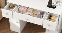 Tocador de Maquillaje Moderno con LED 10, Espejos Plegables y Cajones Ideal para Mujer, Dormitorio, Blanco - details 4