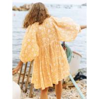 Vestido corto de vacaciones de playa de rayón informal suelto con lazo floral para mujer de moda de verano - details 64
