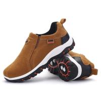 Nuevos zapatos de senderismo sin cordones para hombre, calzado de escalada de cuero PU, suela de goma suave ligera para exteriores, zapatillas para correr, senderismo y caminar - details 0