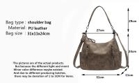 Bolso cruzado de lujo para mujer, bandolera de un solo hombro, de gran capacidad, Retro, mate, de cuero PU - details 1