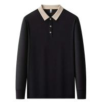 Nuevo polo de negocios informal de manga larga de color sólido para hombre, un top versátil que está a la moda, cálido y cómodo para - details 11
