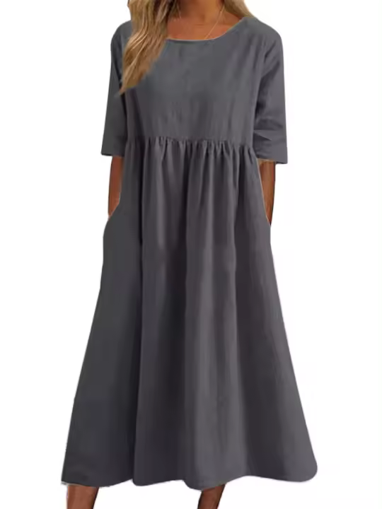 Falda larga holgada informal grande de algodón puro y lino para mujer - 1