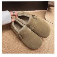 Chanclas de mujer de piel con puntera redonda para exterior Casual Suede Slippers, Otoño/Invierno 2025 - details 7