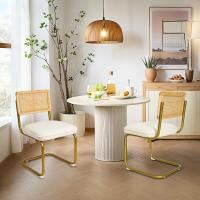 Pack de 2 Comedor Tapizadas, Sillas de Cocina Modernas con Patas de Metal, Gran Estabilidad y Capacidad de Carga, Blanco, Ratán, Vellón, Espuma - details 1