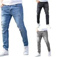 Jeans Casuales para Hombres Pantalones de Denim Elásticos Ajuste Cinturón Estrecho - details 1