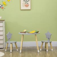 2 s de Madera para Niños con Redondo Ø59x50 cm s Ø28x51 cm Muebles Infantiles para Sala de Juego Dormitorio Gris - details 5