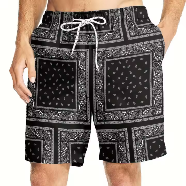 Traje de baño hawaiano 3D estampado, traje corto de surf informal para hombres en verano. - 1