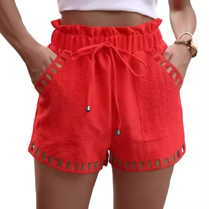 Pantalones cortos, pantalones cortos deportivos de pierna ancha con cordón elástico sueltos informales para correr para verano, - 1
