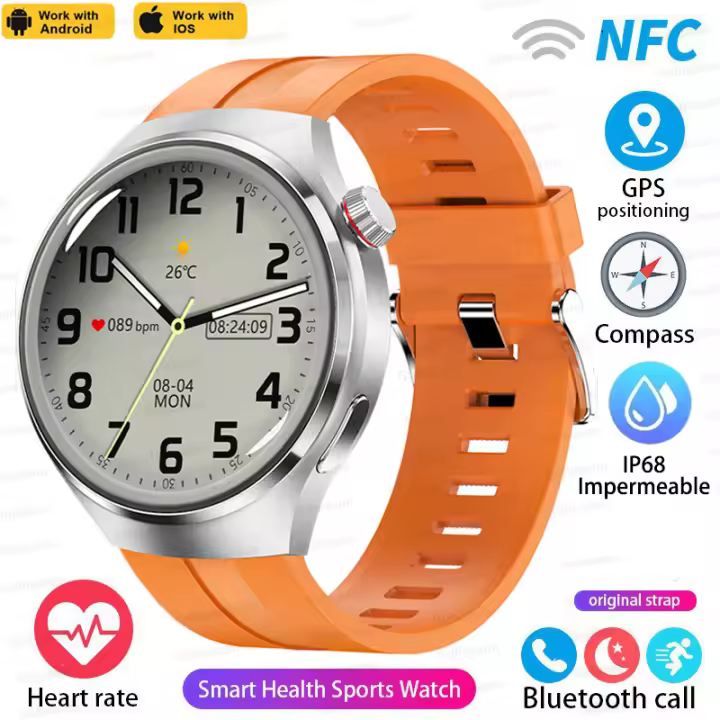 2024 Nuevo Reloj inteligente  Hombres y mujeres de 1,53 inch de pantalla completa 360*360 HD AMOLED, llamada bluetooth,NFC, rastreador GPS,IP68 impermeable,Reloj de presión arterial de azúcar en sangre,Reloj de ejercicio y Fitness Para Android IOS - 1