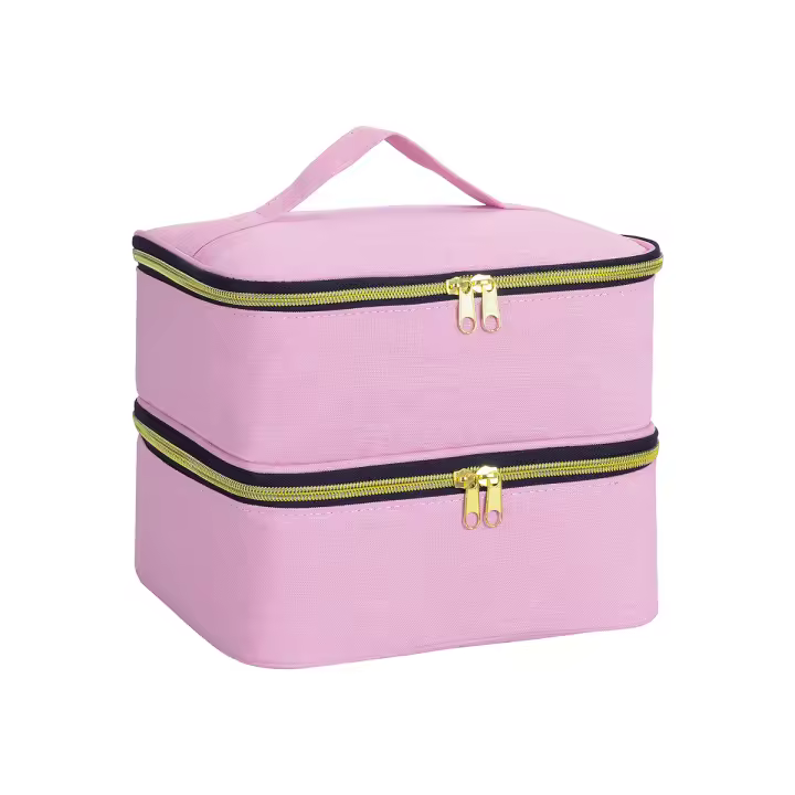 Organizador de Esmaltes de Uñas Portátil de Doble Capa Bolsa de Almacenamiento de Cosméticos de Poliéster con Cremallera para Amantes de Esmaltes de Uñas - 1