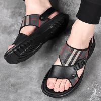 Sandalias de Playa de Cuero Vacuno de Primera Calidad para Hombre Sandalias de Dos Usos de Verano Acolchadas de Látex Suave - details 5