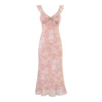 Vestido de Gasa de Verano Retro Francés Cuello en V, Manga Volante, Borde de Falda Larga y Versátil - details 1