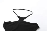 BUNO-Conjuntos de 2 piezas con tirantes huecos de gato extraño para mujer, Tops sexys lisos con cuello Halter y espalda descubierta + Pantalones acampanados con lentejuelas, trajes ajustados para fiesta - details 12