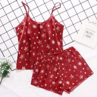 Ropa interior de mujer, ropa de dormir de seda satinada, chaleco, pantalones cortos, conjunto de dos piezas de verano, ropa de dormir para mujer - details 30