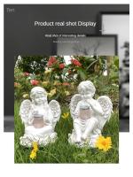 Adorno de Ángel para niña, estatua decorativa de resina solar para el hogar, manualidades, color blanco - details 5