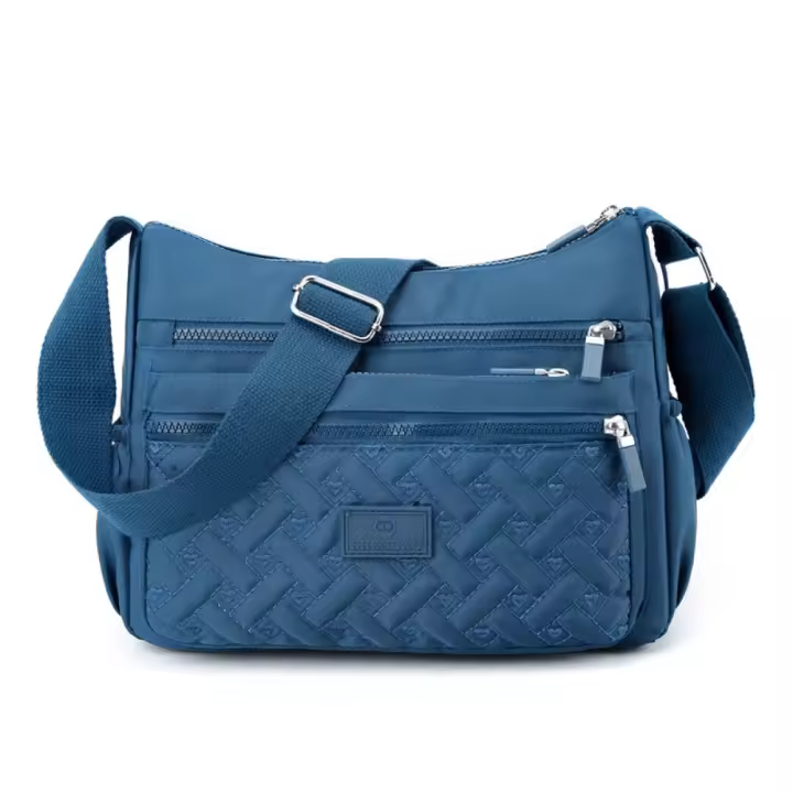 Bolso cruzado de hombro impermeable para mujer, bolso de mensajero informal, Color sólido negro y rosa - 1