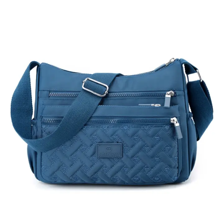 Bolso cruzado de hombro impermeable para mujer, bolso de mensajero informal, Color sólido negro y rosa - 1