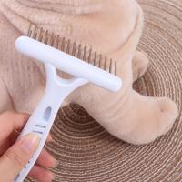 Cepillo de rastrillo suave para novio de gato, peine de rastrillo para perro de doble fila, peine de fila de agujas para perro blanco de acero inoxidable, cepillo de limpieza para perro - details 5