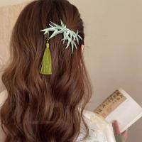 Horquilla con borla de hoja, traje Tang, pinza para el pelo, estilo antiguo, horquilla de estilo antiguo, accesorios para el cabello para niña, tocado de estilo chino verde - details 10