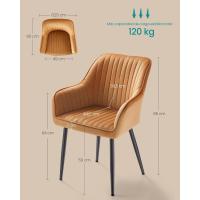 Silla de comedor, silla de cocina, sillón de terciopelo, silla tapizada con reposabrazos, carga máxima. de120 kg, Patas de Metal, para Comedor, Cocina, Rosa Jalea y Dorado Pálido LDC087R01 - details 16