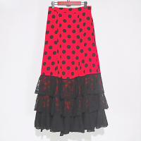 Flamenco Flamengo baile nueva falda estampada punto ondulado de una capa con volantes - details 6
