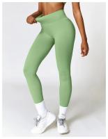 Mallas de Yoga para mujer, pantalones deportivos sin costuras de cintura alta, con realce de caderas, para entrenamiento y correr - details 15