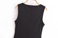 , vestidos de moda de verano, cuello redondo sin mangas negro y decoración de encaje con, vestido largo de estilo festivo para - details 4