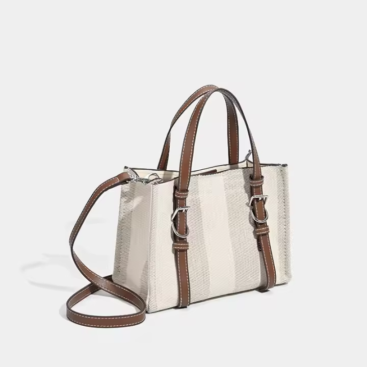Nuevos bolsos de mujer de gran capacidad con diseño en contraste, bolsos de hombro con empalme casual y versátil, bolsas de mensajero de lona. - 1
