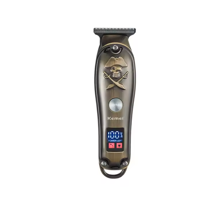 Kemei-cortadora de pelo inalámbrica Zero Gapped para hombre, máquina de corte de peluquero, Pirata, 0mm, hoja en T, cortadora de revestimientos extremadamente finos - 1