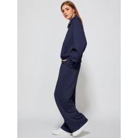 Conjunto casual de dos piezas para mujer: sudadera extragrande con media cremallera y pantalones deportivos de pierna ancha - details 10