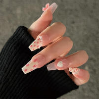 Uñas postizas sólidas y a prueba de astillas con patrón de puntos rosas para uso diario por parte de esteticistas - details 6
